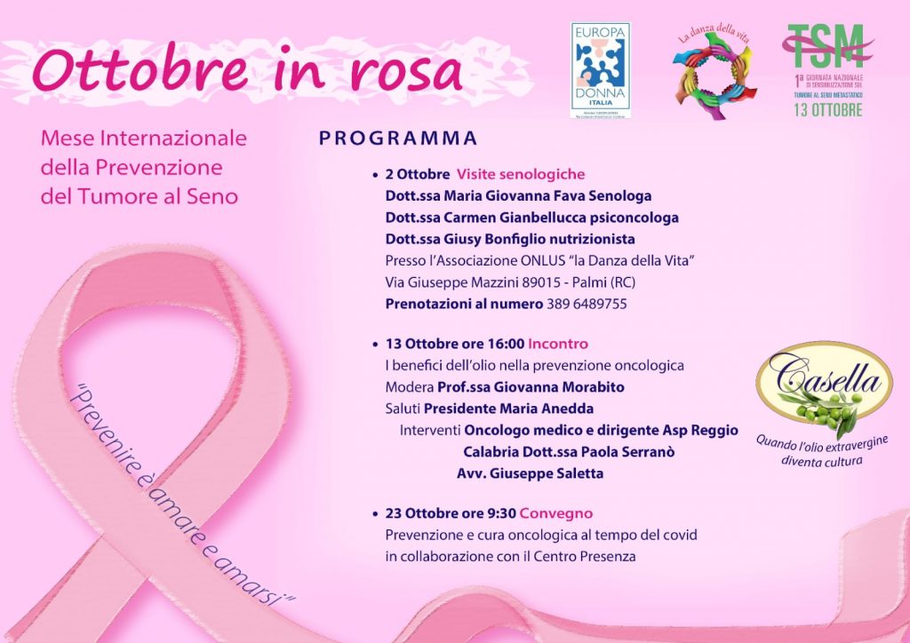 Ottobre in rosa, il mese della prevenzione a Palmi a cura della Onlus “La danza della vita”